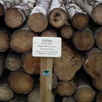 Die Verwendung von Fichtenholz wird dargestellt.